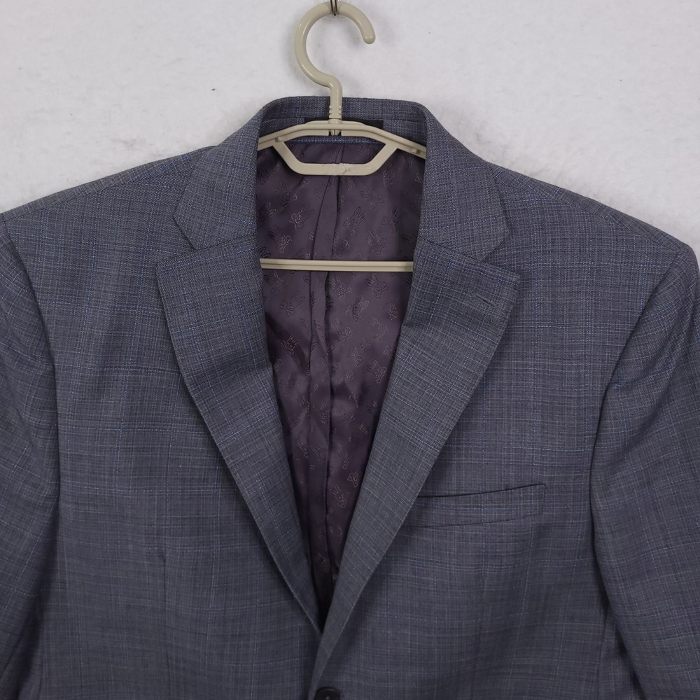 Psycho Bunny Sport Coat Mens 40R Grey Blue Glen Plaid Wool Blend Blazer - Picture 16 of 16